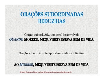 ORAÇÕES SUBORDINADAS REDUZIDAS - Webnode