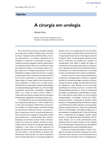 A cirurgia em urologia - Associação Portuguesa de Urologia