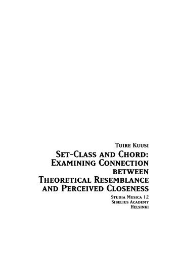 Set-Class and Chord: Examining Connection between ... - CiteSeerX