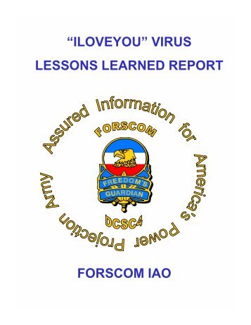 I LOVE YOU" Virus - Lessons Learned Report - FORSCOM