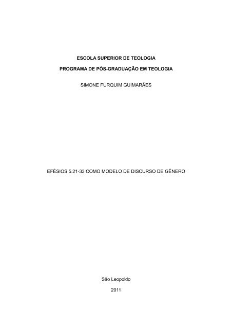 ESCOLA SUPERIOR DE TEOLOGIA PROGRAMA ... - Faculdades EST