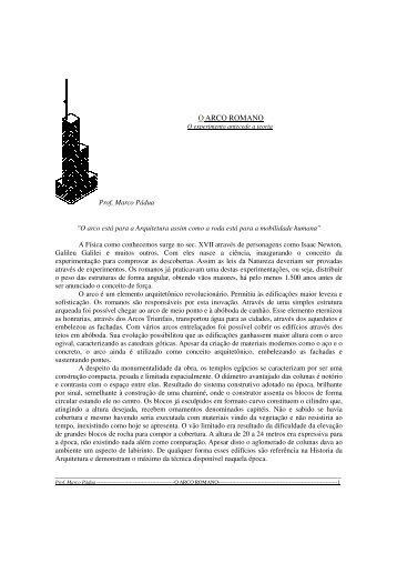 O ARCO ROMANO - Prof. Marco Pádua Home Page