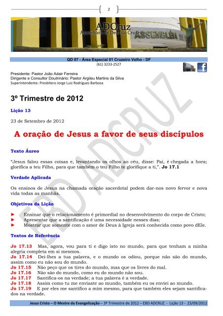 Jesus Cristo – O Mestre da Evangelização – 3º Trimestre de 2012 ...