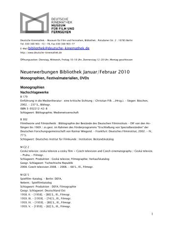 Januar/Februar 2010 (pdf) - Deutsche Kinemathek