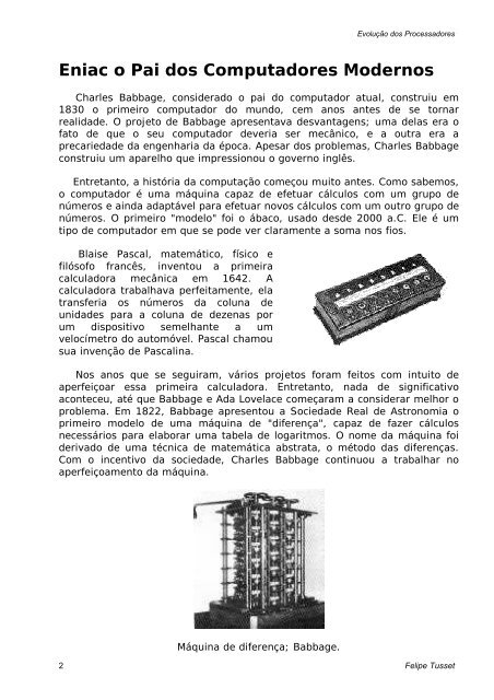 Evolução dos Processadores.