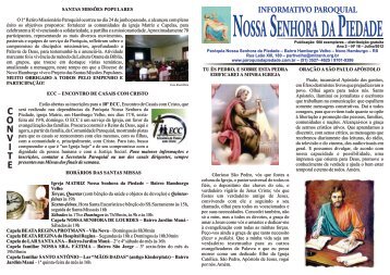 Informativo Julho - Paróquia (igreja) Nossa Senhora da Piedade