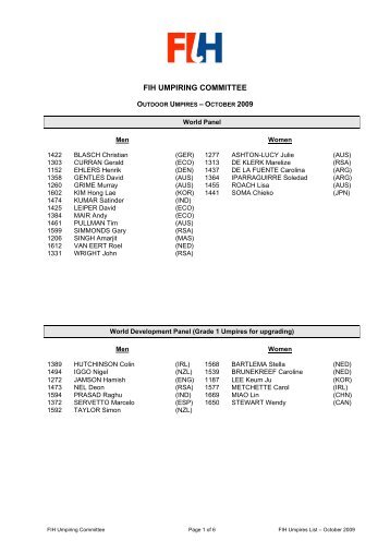 FIH UMPIRING COMMITTEE - Deutscher Hockey Bund e.V.