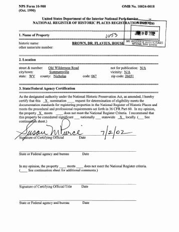 NFS Form 10-900 - National Park Service