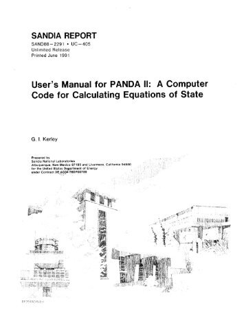 User's Manual for PANDA II: A Computer Code for Calculating ...