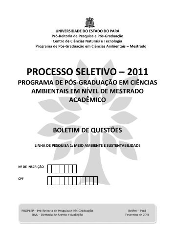 Linha de Meio Ambiente e Sustentabilidade - Uepa