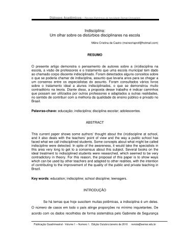 Indisciplina: Um olhar sobre os distúrbios ... - Faculdade Semar