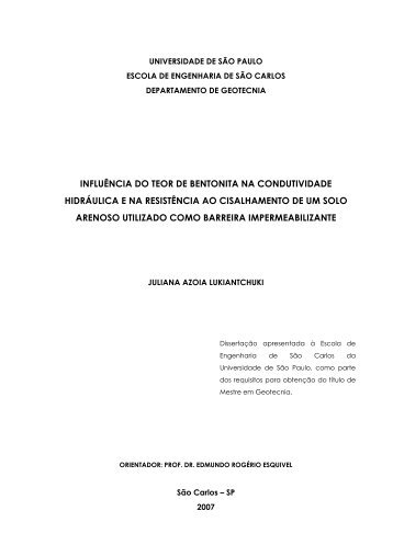 influência do teor de bentonita na condutividade hidráulica e na ...