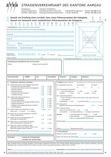 STVA STRASSENVERKEHRSAMT DES KANTONS AARGAU