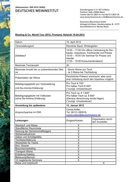 Kontakt: - Deutsches Weininstitut