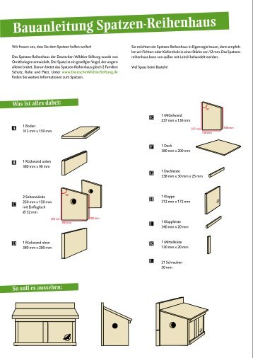 Bauanleitung Spatzen-Reihenhaus - Deutsche Wildtier Stiftung
