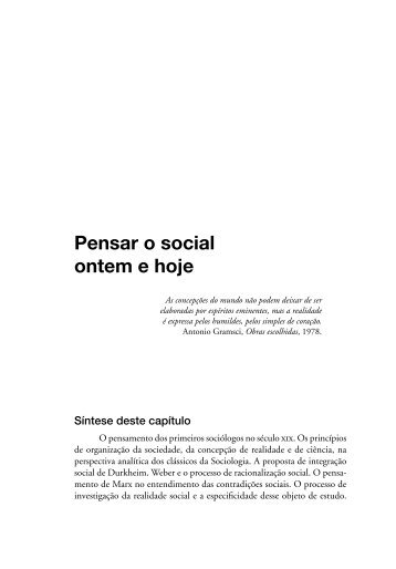 Pensar o social ontem e hoje - Editora Contexto