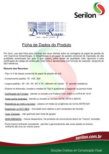 Ficha de Dados do Produto - Serilon