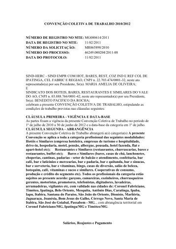 CONVENÇÃO COLETIVA DE TRABALHO 2010/2012 ... - SIND-HERC
