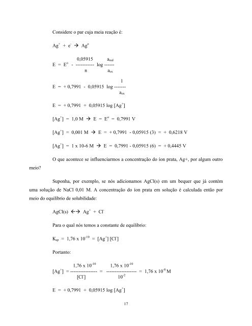 Equilíbrio da oxidação e redução - Departamento de Ciências ...