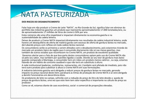 NATA PASTEURIZADA - Ministério da Agricultura