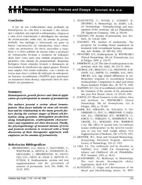 Hematopoese, Fatores de Crescimento e Aplicação Clínica da ...