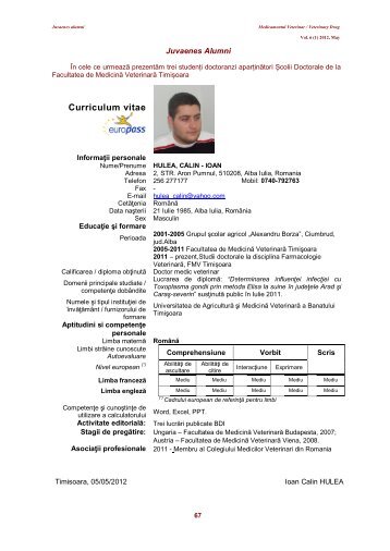 Curriculum vitae - Veterinary Pharmacon