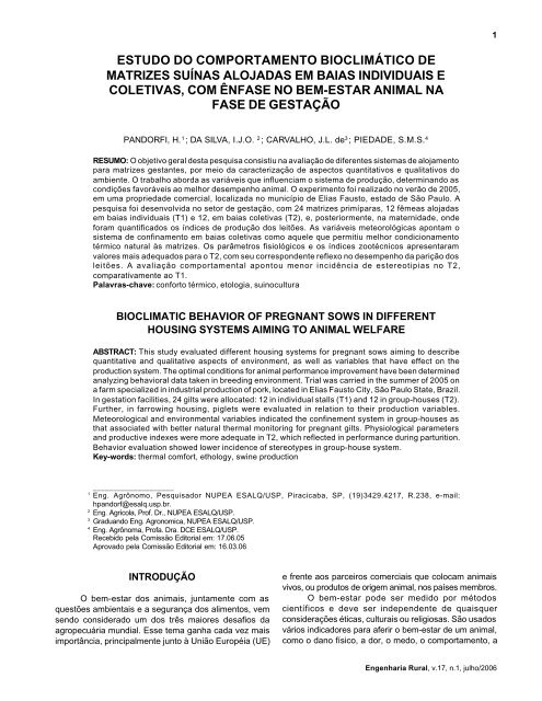 Revista Engenharia Rural, v.17, n.1 - NUPEA - USP