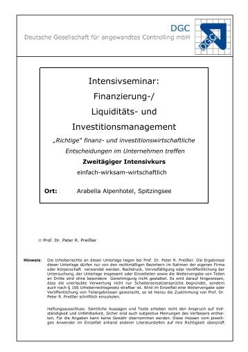 Finanzierung-/ Liquiditäts- und Investitionsmanagement - Deutsche ...