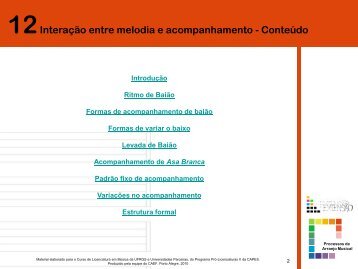 Conteúdo - Pró-Licenciatura em Música EAD - ufrgs