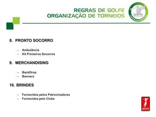 Regras de Golfe organização de Torneios