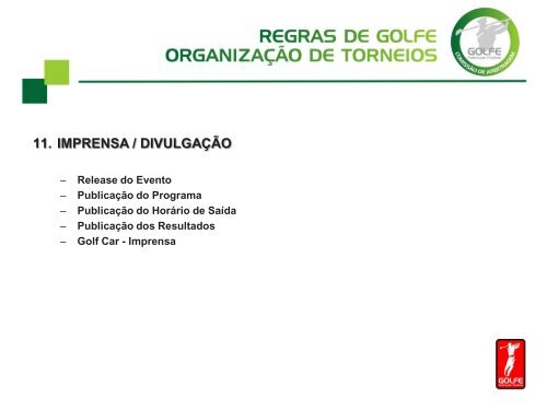 Regras de Golfe organização de Torneios