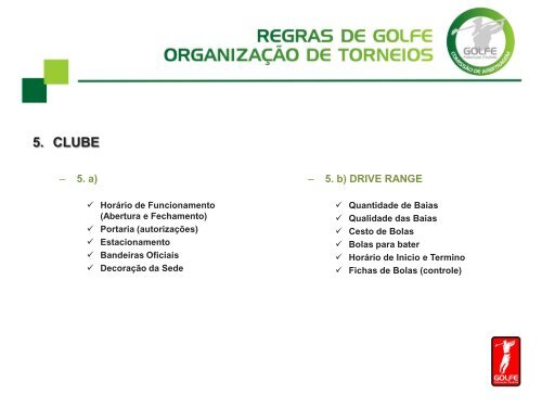 Regras de Golfe organização de Torneios