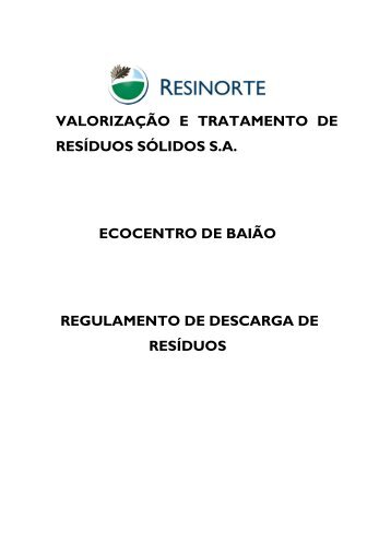 Regulamento da RESINORTE - Freguesias