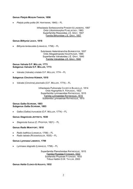 FAUNA EUROPAEA PROJECT Checklist of the land and freshwater ...