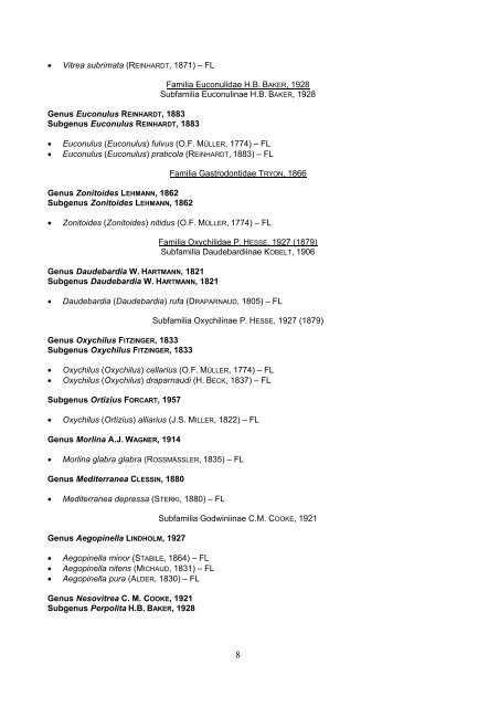 FAUNA EUROPAEA PROJECT Checklist of the land and freshwater ...