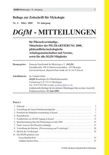 DGfM - MITTEILUNGEN - Deutsche Gesellschaft für Mykologie