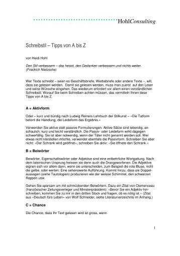 Artikel 005_2008_Schreibstil - Tipps von A bis Z - Hohl Consulting ...