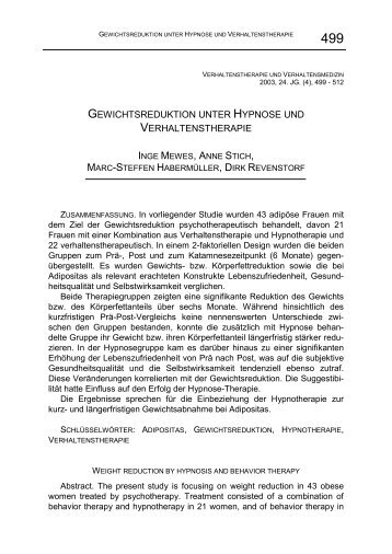 (2003). Gewichtsreduktion unter Hypnose und ... - MEG Tübingen