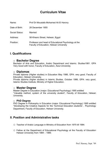 Curriculum Vitae - Helwan University