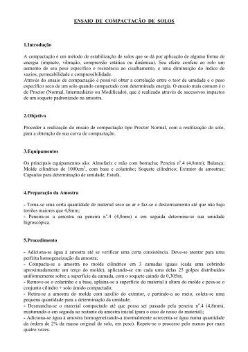 Ensaio de compactacao de solo