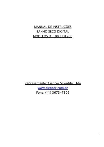 MANUAL DE INSTRUÇÕES BANHO SECO ... - Ciencor Scientific