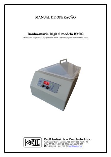 Banho-maria Digital modelo BM02 - Kacil Indústria e Comércio Ltda