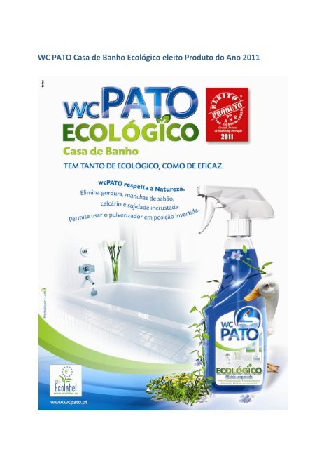 WC PATO Casa de Banho Ecológico eleito Produto do ... - F. Lima SA