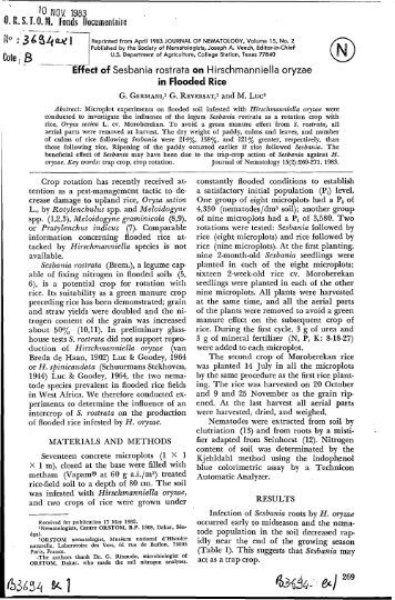 Effect of Sesbania rostrata on Hirschmanniella oryzae in ... - IRD