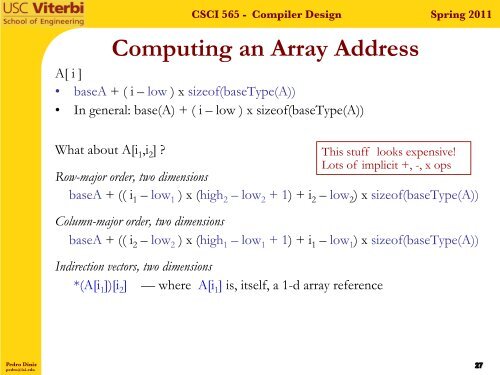 Spring 2011 CSCI 565 - Compiler Design