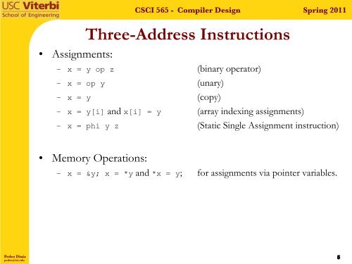 Spring 2011 CSCI 565 - Compiler Design