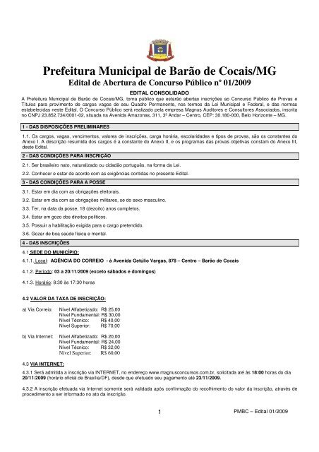 Prefeitura Municipal de Barão de Cocais/MG - Magnusconcursos ...