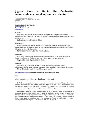 Jigoro Kano e Barão De Coubertin: nuances de um pré olimpismo ...