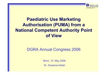 Paediatric Use Marketing Authorisation (PUMA) from a ... - DGRA