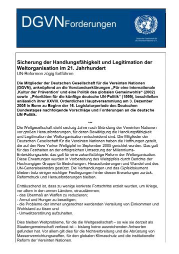 Forderungskatalog - Deutsche Gesellschaft für die Vereinten ...